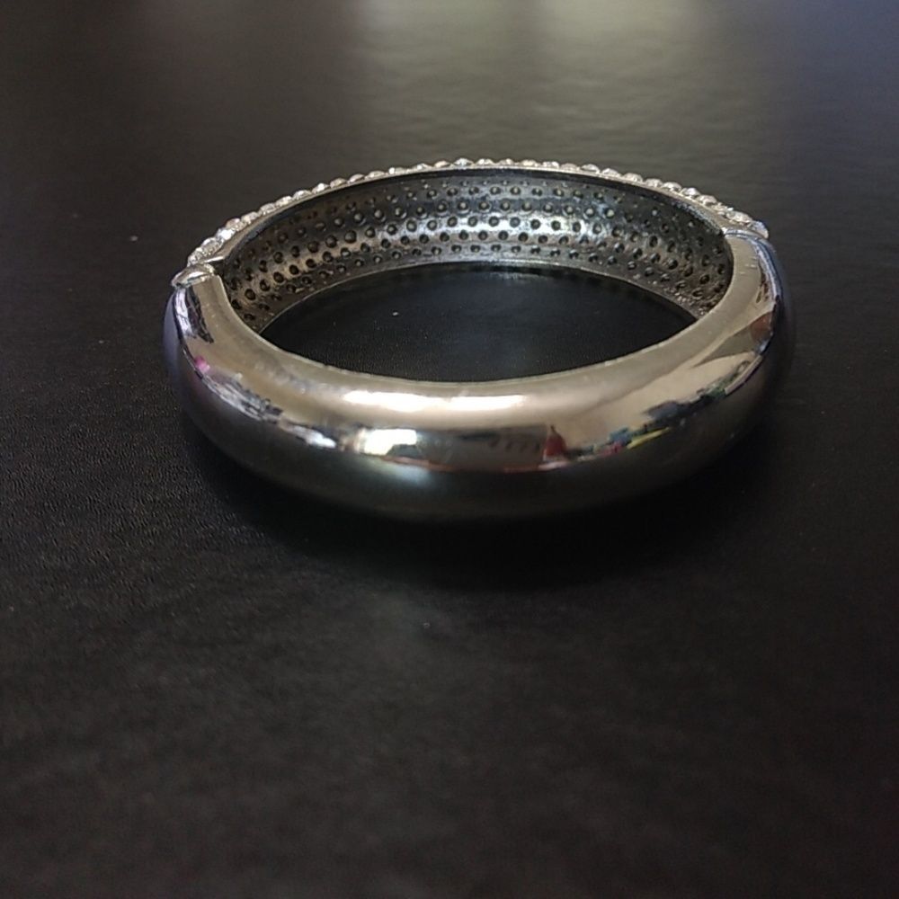 Silver Tone Rhinestone Bangle - image 5